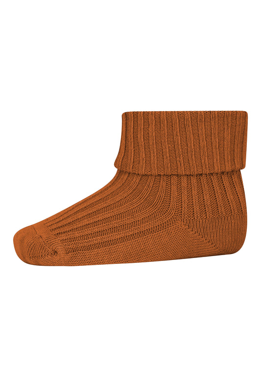 Cotton Rib Baby Socks - Brown