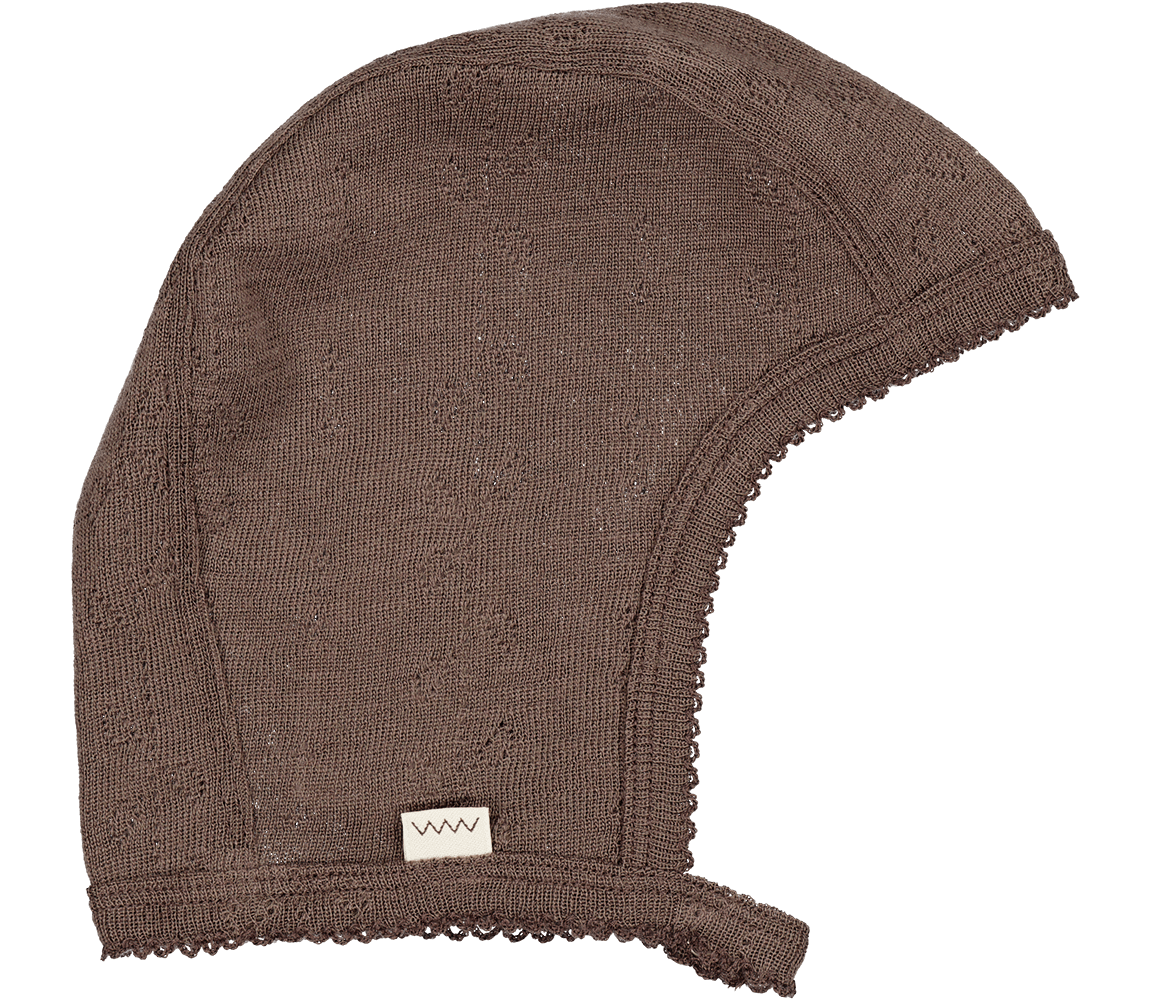 MarMar CPH Hoody Wool Pointelle Baby Hat - Plum || Archive
