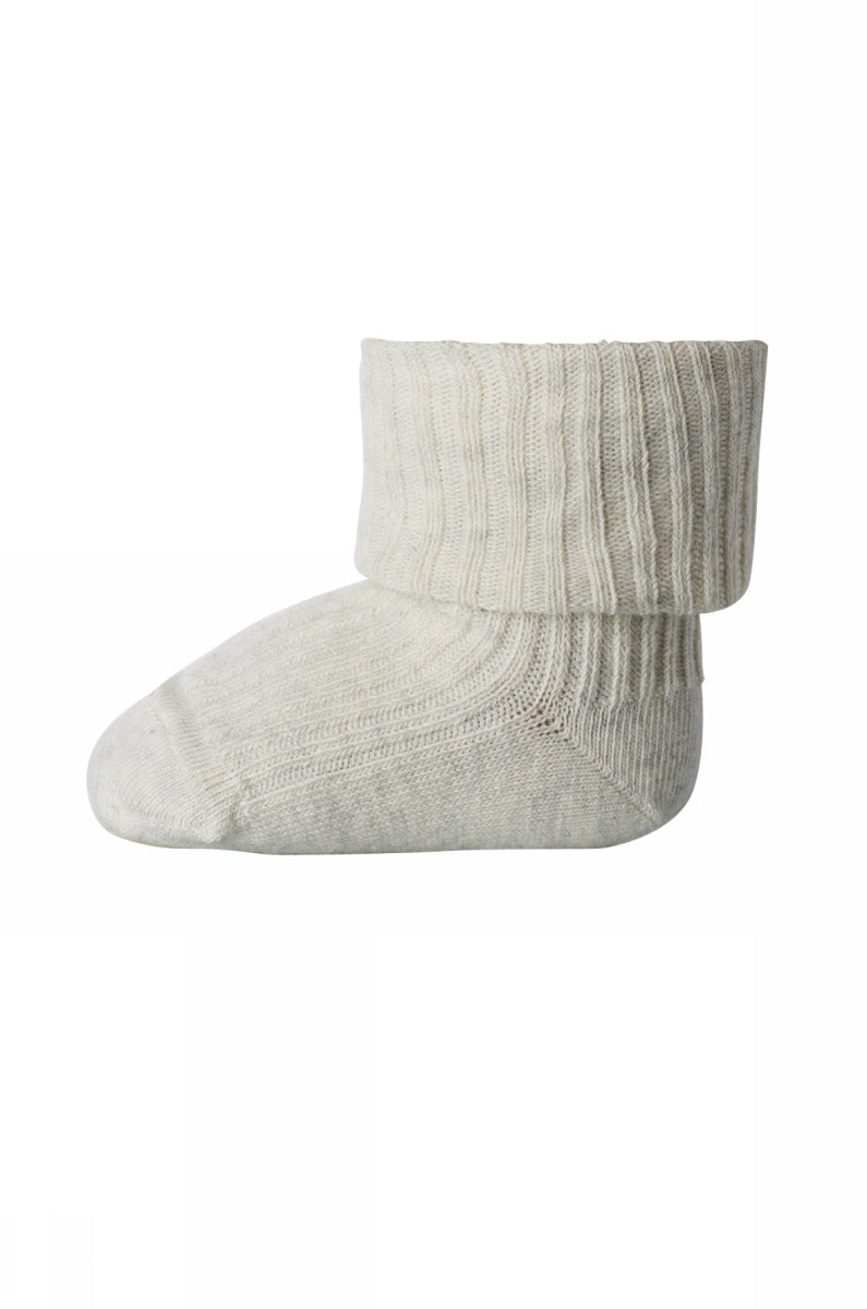 Cotton Rib Baby Socks - Creme Melange