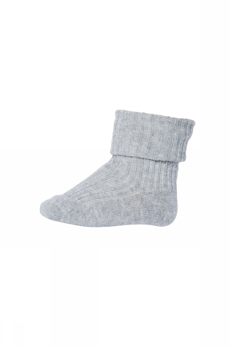Cotton Rib Baby Socks - Grey Melange