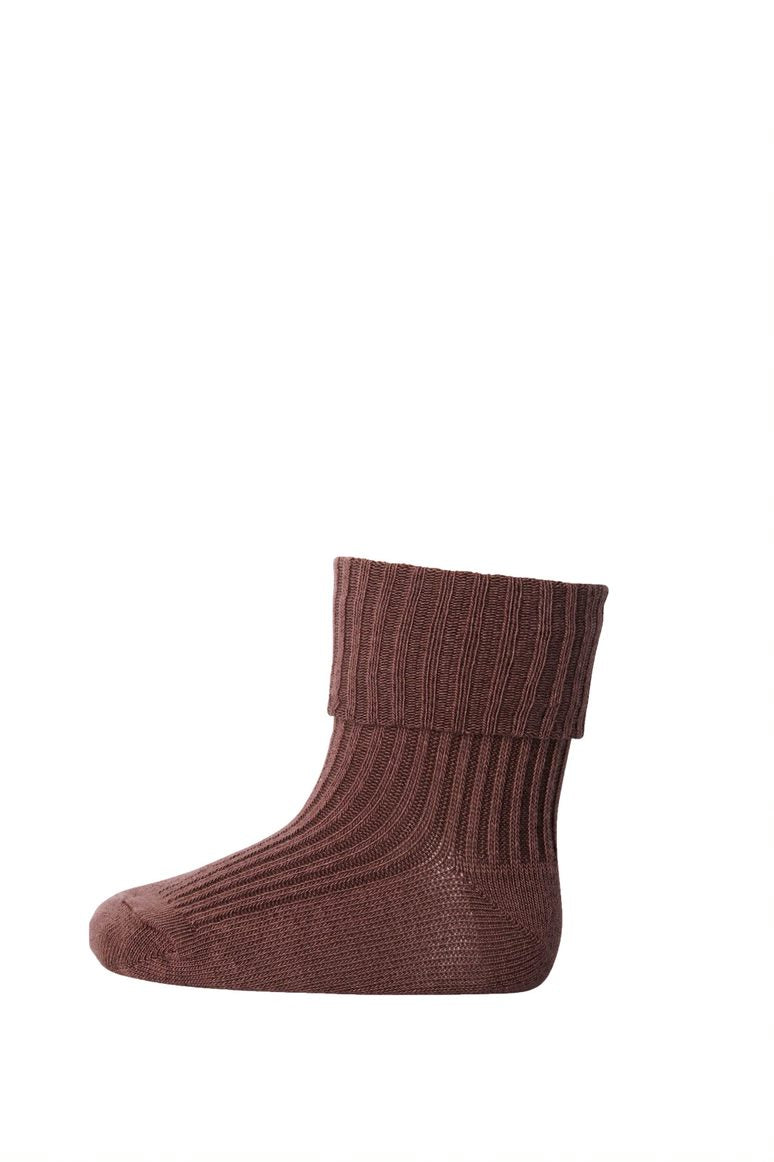 Wool Rib Baby Socks - Brown Sienna