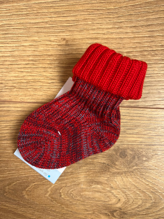 Wool Melange Baby Socks - Multi Red